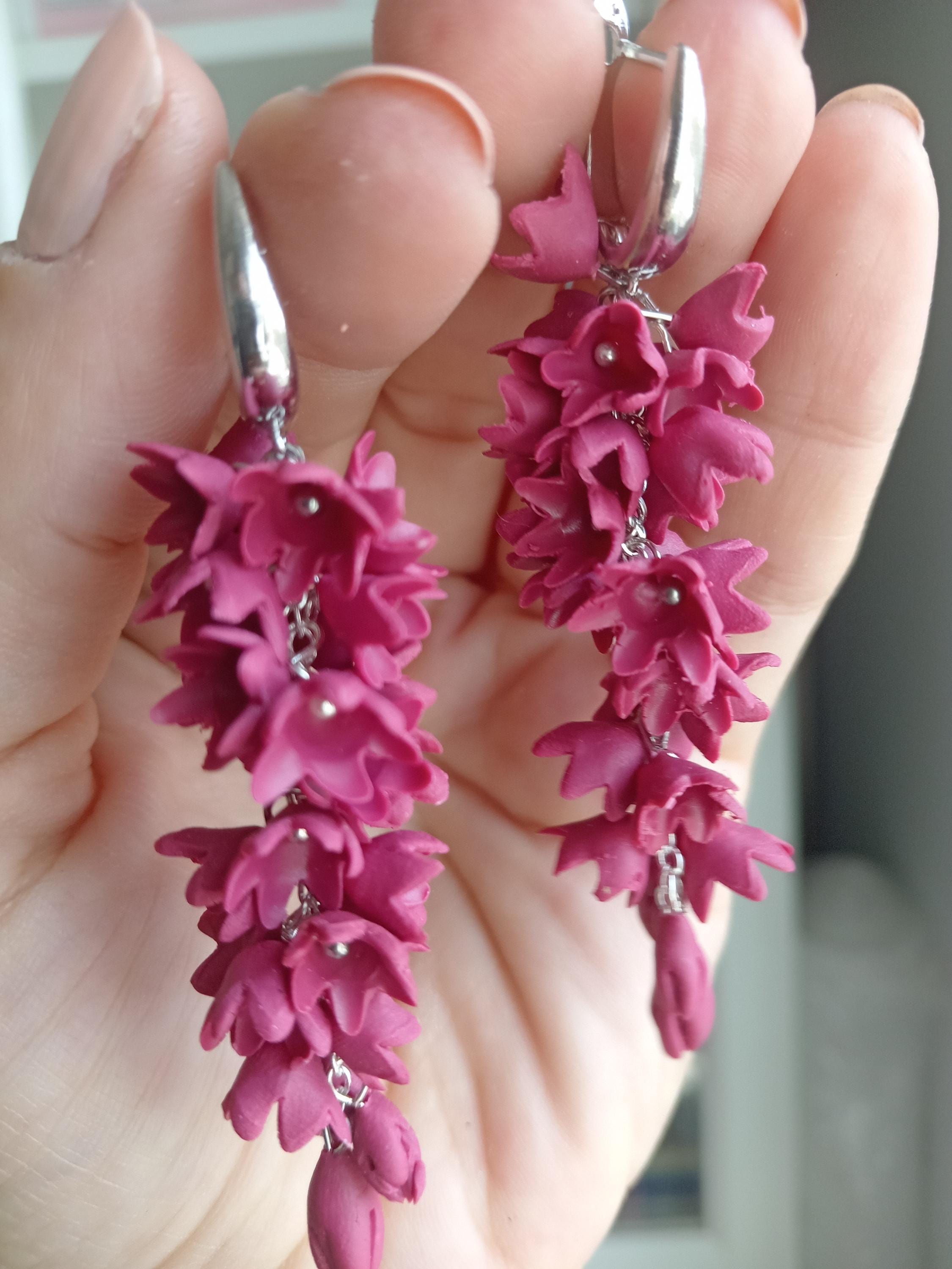 Серьги с кисточками из амаранта • Натуральные украшения ручной работы • Серьги из сухоцветов • Стиль бохо