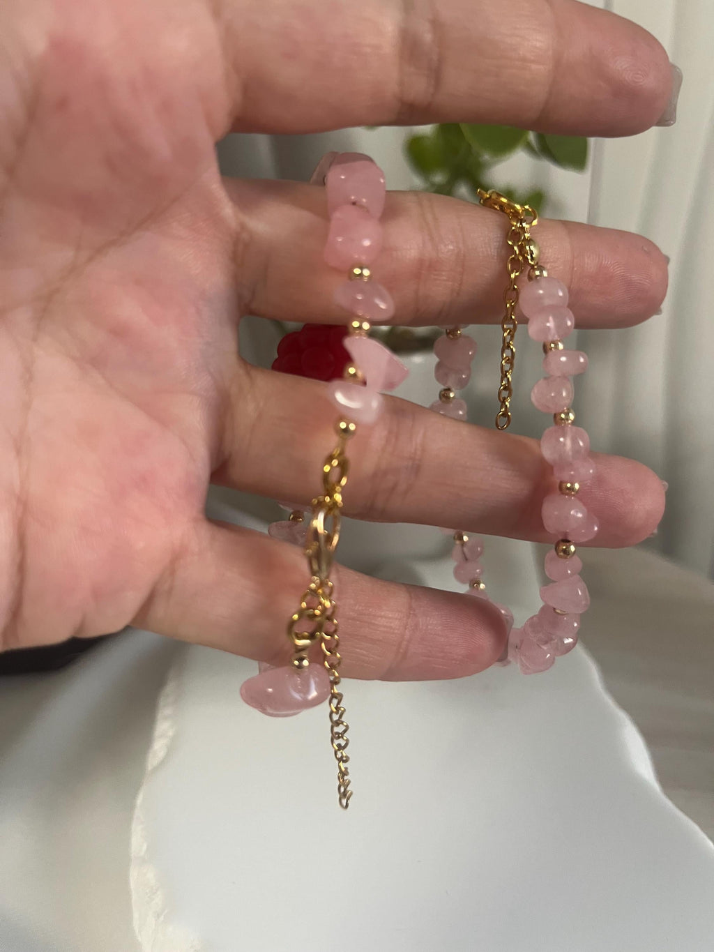 Набор браслетов «Малина» с натуральным розовым кварцем, украшения ручной работы из полимерной глины в виде фруктов, милый летний подарок в стиле «коттеджкор» для нее.