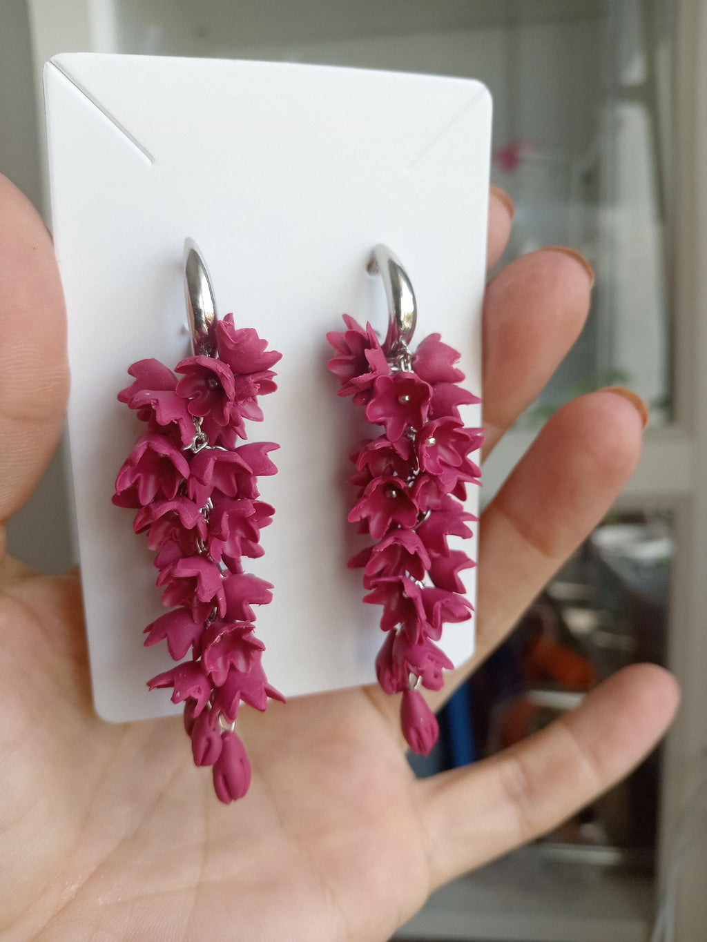 Серьги с кисточками из амаранта • Натуральные украшения ручной работы • Серьги из сухоцветов • Стиль бохо